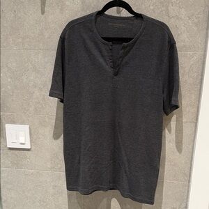 John Varvatos Dark Gray Short Sleeve Henley